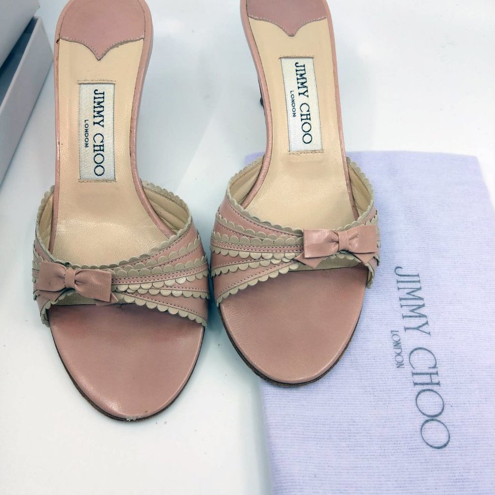 JIMMY CHOO POWDER-BONE OPEN TOE SHOE EU SIZE 37 US 7